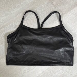 Black Shiny Crop Top